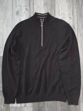 Murano Men's 100% Extra Fine Merino Wool 1/4zip Pull Over Sweater Sz Md